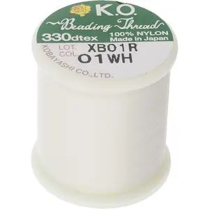 Nylon Beading Thread, White Color, Japanese Pre-Waxed 100% Nylon, 330TEX, Tangle Resistant Knotting Cords, 50m/55 yds Spool for Seed Bead Projects, Loom Work & Bead Weaving