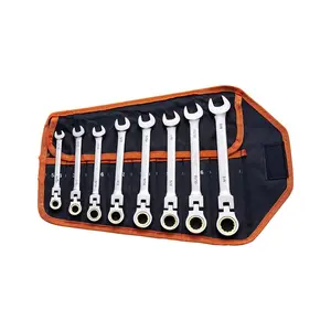 【Summervibes】VEVOR Flex-Head Ratcheting Wrench Set 8 PCS SAE 5/16"-3/4" with Roll-up Pouch