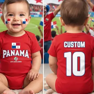 Panama Flag Baby Bodysuit | Custom Name & Number Infant Onesie L3A