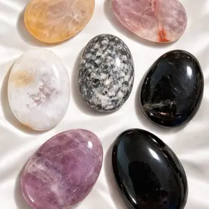 Lela’s GemStoneZ Natural Crystal Palms for Decorative Home Accents Healing Energies African Bloodstone Silver Sheen Obsidian Ocean Jasper Golden Citrine Lapis Lazuli Polished Pocket Stones Collector Series