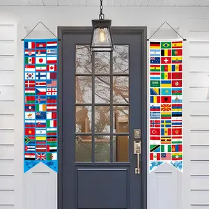 2 Pcs International World Flags Decorations World Bunting Porch Sign Banner Country Flag Soccer Party Supplies Sports Events Bar Sports Clubs Birthday Party Classroom Decoration，World Cup Soccer Party Supplies, Door