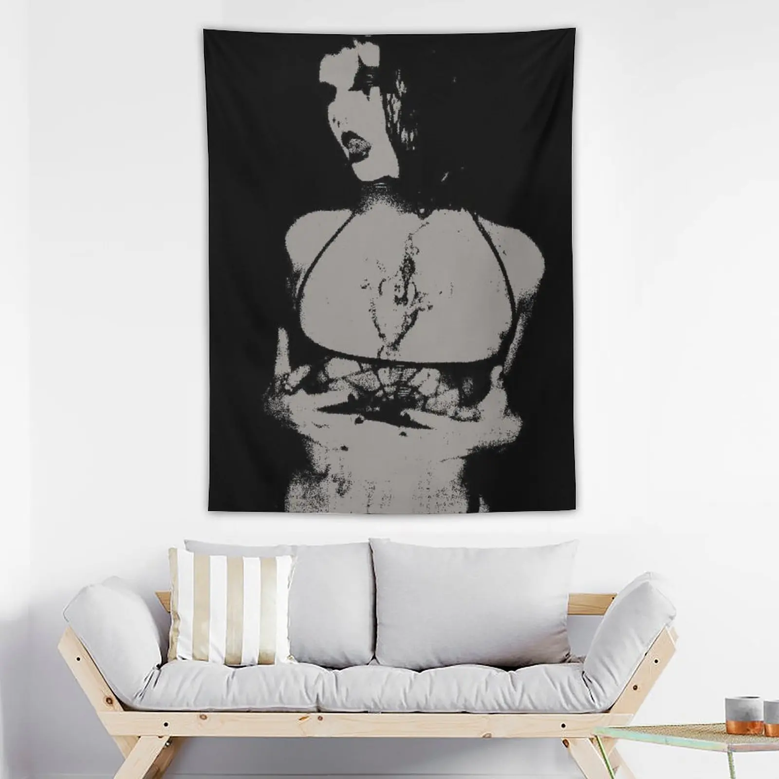 Black Metal Aesthetic Tapestry, Corpse Paint Wall Hanging, Raw Underground Metal Room Decor, Dark Arts Grunge Wall Art, Edgy Gothic Bedroom Backdrop, Black and White Metalhead Decor