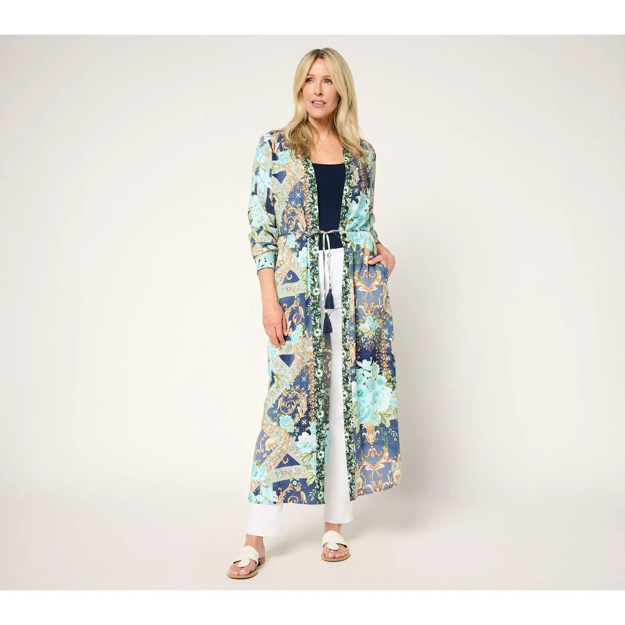 Studio Park x Terri Conn Petite Printed Button Front Woven Duster
