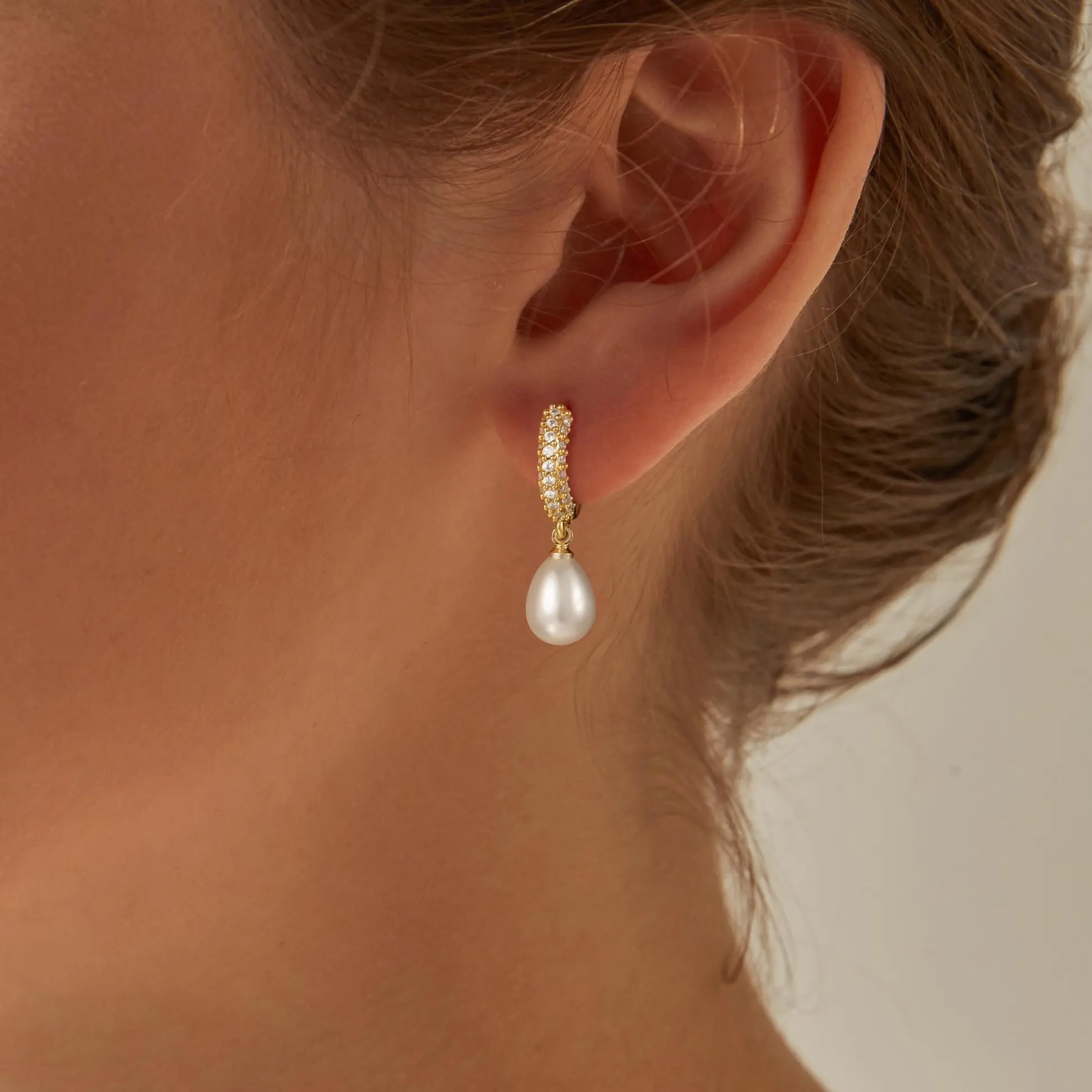 KOPERIN Dainty Huggie Hoop Earrings with Dangle for Women, Small Hoop Earring with Charm - Pearl, Coin, Moon Star, Butterfly, 14K Gold Plated Sterling Silver Minimalist Jewelry Gift Set for Her