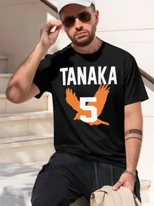 TANAKA 2026 new model Black/White Tee Stylish & Comfortable Loose Crew Neck Short Sleeve T-shirts Versatile On Trend Eye Catching Printed Graphic Casual Tee for Daily Wear Outings & Leisure
