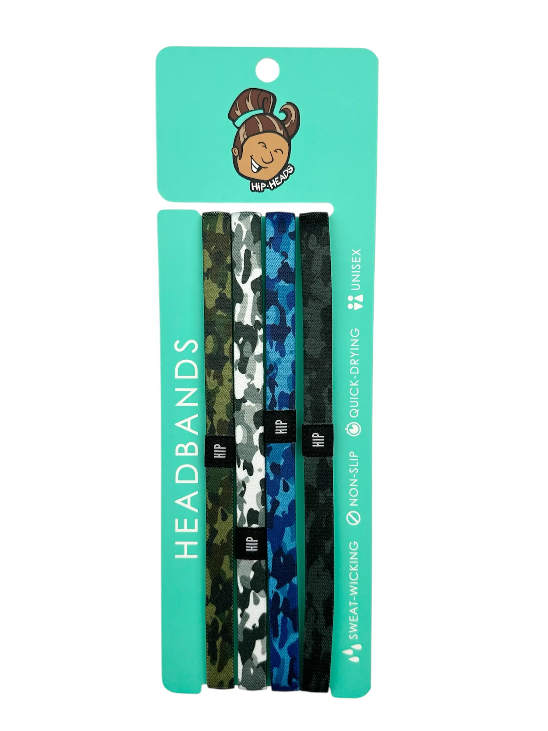 Camo Print Set 4-Pack Non-Slip Thin Headbands