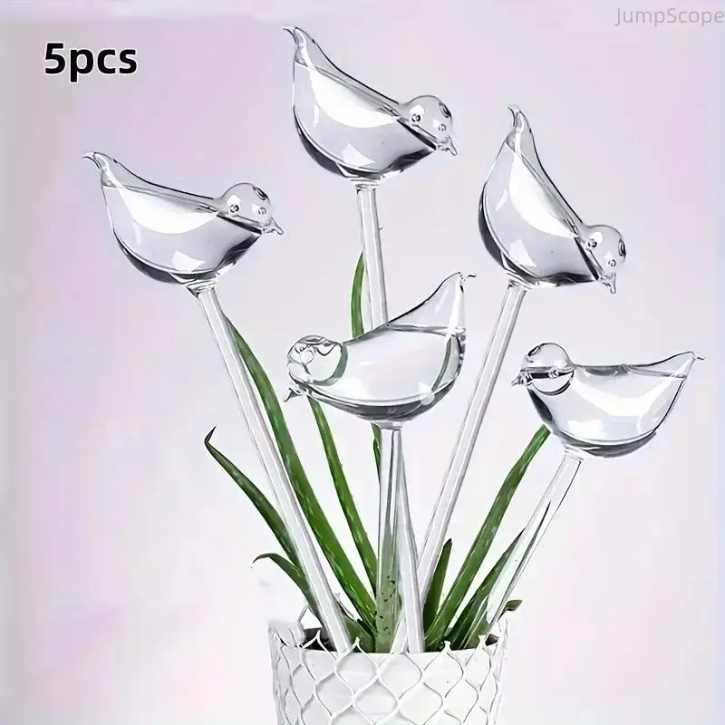 5Pcs Bird-Shaped Aqua Globe Dripper Self-Watering Plant Stakes - Automatic Watering Devices, Gravity-Fed Water-Emitting Garden Accessories for Indoor/Outdoor Potted Plants, Bonsai