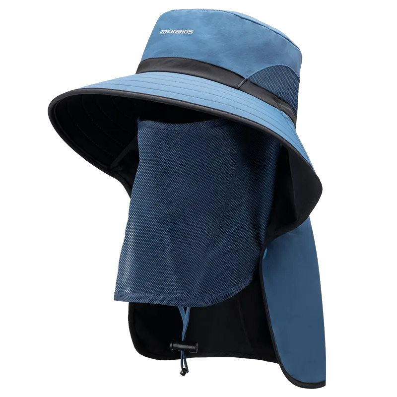 ROCKBROS Unisex Adult Bucket Hat - 10cm Wide Brim, Neck Flap, UV Protection, Lightweight Breathable Headwear, All-Season Black Sun Protection Sports & Outdoor Hat for Hiking, Light Outdoor Activities, Sun Protection Sports & Outdoor Hats, Sunscreen Hat