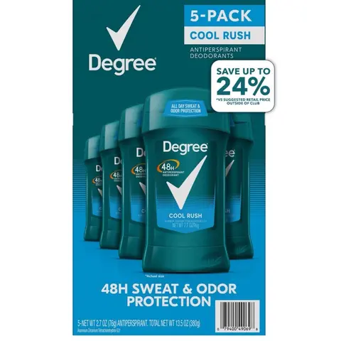 Men's Dry Protection Antiperspirant Cool Rush 2.7 oz 5 Pack 48H Sweat & Odor Defense