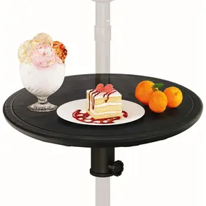 Umbrella Pole Table Tray - 20" Outdoor Side Table with 1.5" Umbrella Hole, Height Adjustable Knob, All-Weather PE Matrial, for Patio, Backyard, Deck, Garden, Poolside, Black