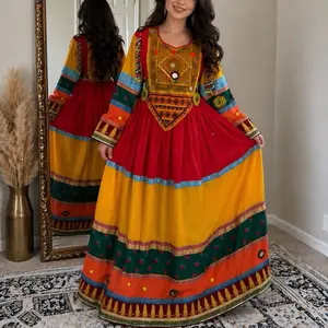 Handmade Afghan Dress – Elegant Colorful Maxi for Women