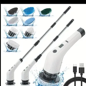 7-in-1 Electric Cleaning Brush with Long Handle Cordless Spin Scrubber for Multi-Surface Cleaning