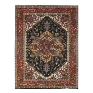 Canvello Navy Silkroad Serapi Design - 9' X 12'