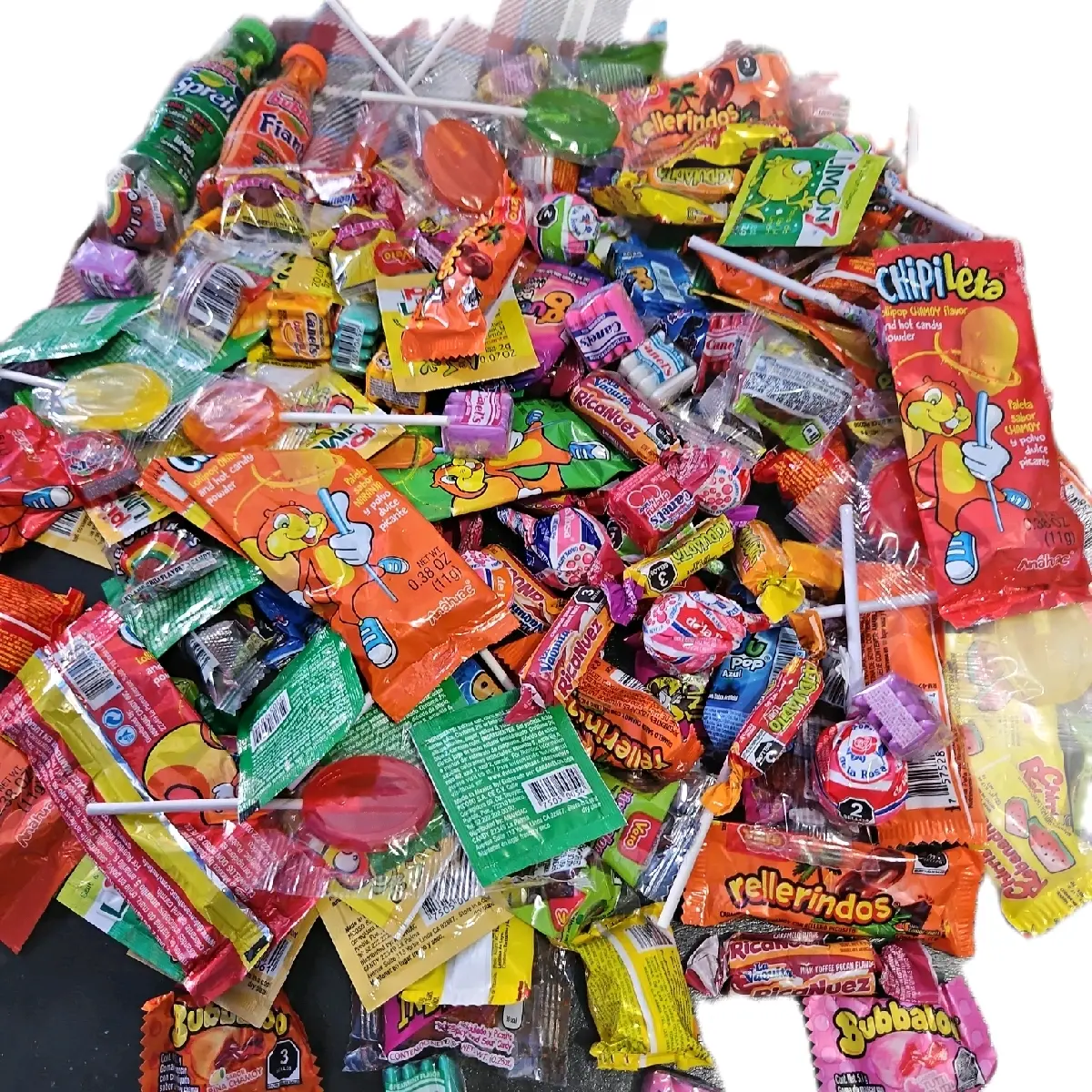 Mexican candy's.  Vero lollipops canels gums indy dedos ormigitas de chamoy BBUBBALOS chippiletas watermelon. Fruity Pack