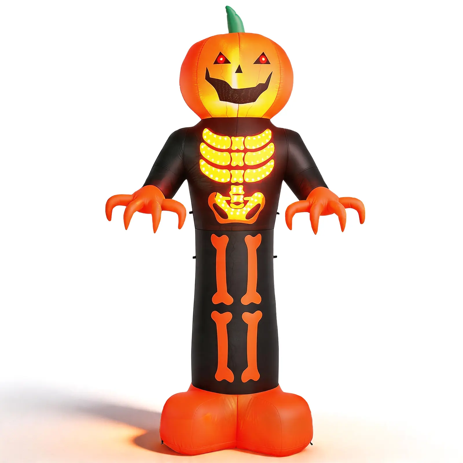 Ubesgoo 12FT Ribbed Pumpkin Reaper 3 LED Lights 115 Bead String Lights Black and Orange Halloween Inflatable Decoration