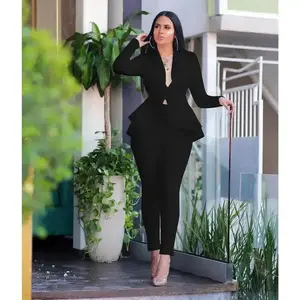 Stylish 2 Piece Suit & Pant - Jacket and Trouser Set Long Sleeve Casual