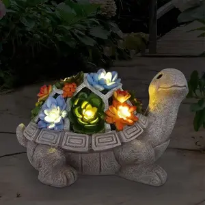 【Christmas Deal】Solar Garden Outdoor Turtle Statue with Succulent, 7 Bright LED Lights, Yard Ornament, Lawn Decor Statue for Balcony, Yard Patio