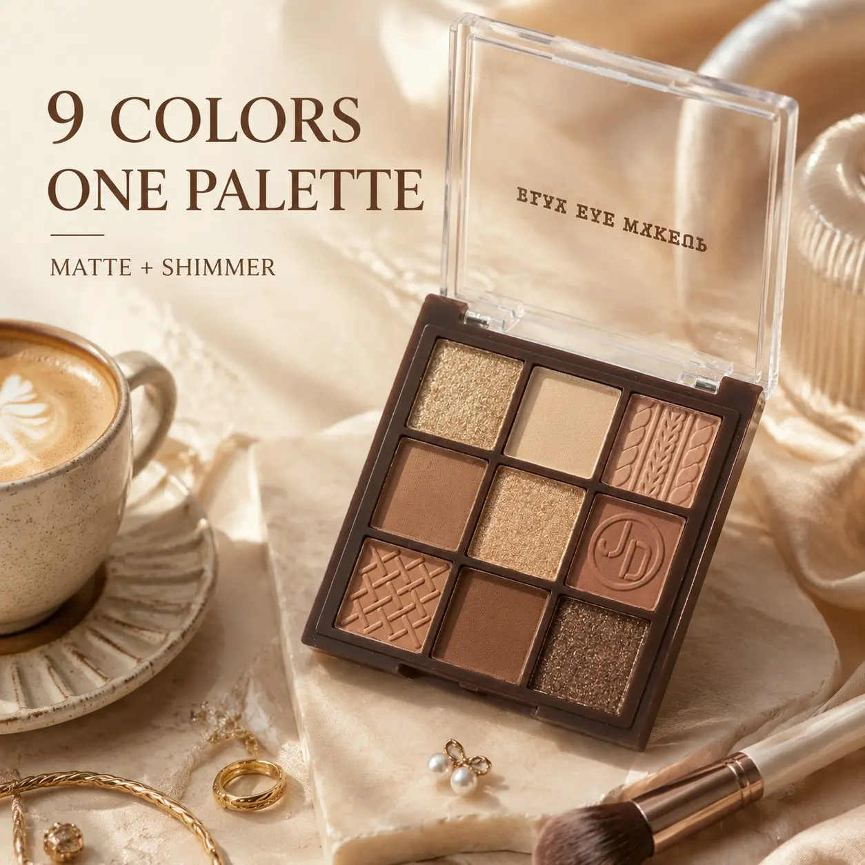 9-Color Neutral Tone Eyeshadow Palette Regular Edition - Matte & Shimmer Nude Tones, Youth-Focused, Long-Lasting, Waterproof, Alcohol-Free, No Harmful Additives, 24-Month Durability, Ideal for Beginners, Single Item Cosmetic