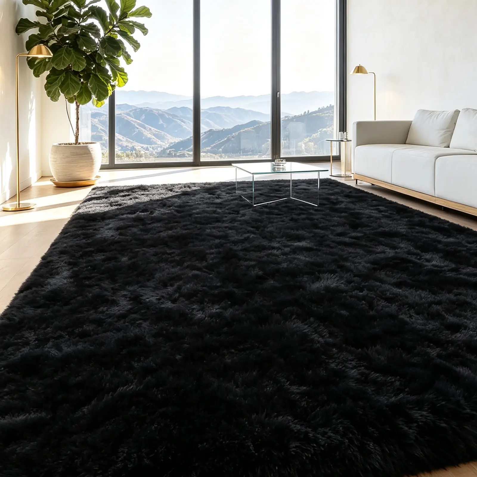Fluffy Long Fur Area Rug - Ultra-Soft Plush, Non-Slip Durable Floor Mat for Dorm, Apartment Entryway Decor