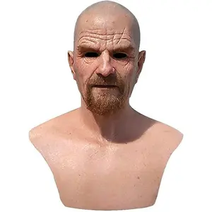 Realistic Bald Old Man Mask,Breaking Walter White Mask Adult Halloween Party Props LatexPGUU