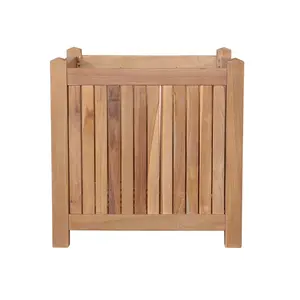 HomeRoots 554715 22 in. Natural Solid Wood Indoor & Outdoor Square Planter Box