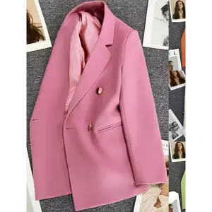 Women’s fashionable and elegant solid-color lapel sports jacket, fashionable solid-color suit jacket, very suitable for office and casual wear GARMENTARY