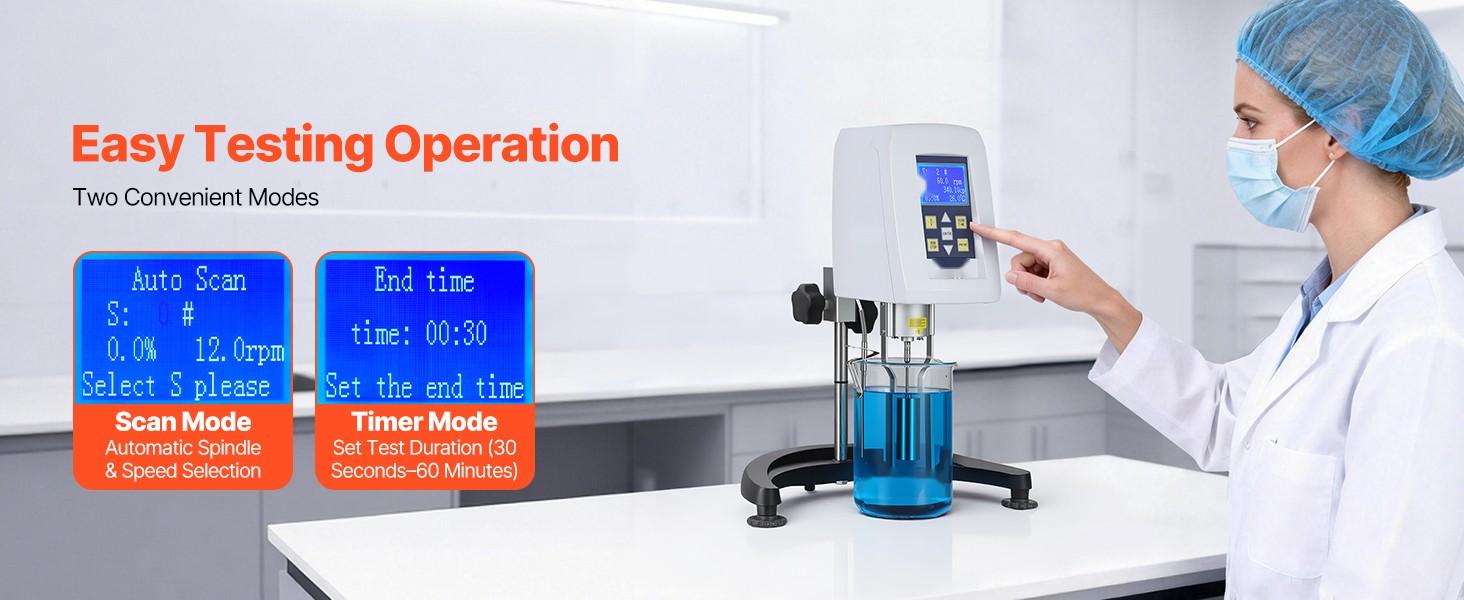 Digital Rotary Viscometer 10-100,000 mPa.s (cP) With ±2% Accuracy, 100-240V Power, Rotational Viscosity Meter With 4 Rotors And Temperature Probe, LCD Display, Laboratory Viscometer For Fluid Testing And Analysis