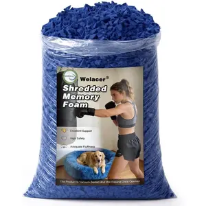 Blue Bean Bag Filler, 3lbs Shredded Memory Foam Filling for Bean Bag Chair Refill, Couch Cushion Stuffing, Pillow Filler, Poufs, Ottomans and Dog Beds