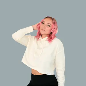 Women's White Crop Hoodie