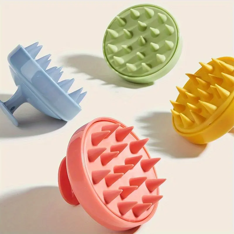1pc Silicone Shampoo Brush for Home Bath，Soft Silicone Bristle Hair Care Head Brush for Exfoliating and Removing Dandruff - Wet and Dry Scalp Massager for Comfortable Shampoo Scrubbing