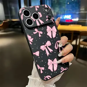 Full screen pink bow tie Soft&Flexible TPU Silicone Phone Case For iPhone 17 Pro Max AIR 16 15 14 13mini 12 11 Plus XR XSMAX Cases For Samsung Galaxy S26 Ultra S25 Edge S24 S23 S22 Plus  Durable|Shockproof|Full Camera Protection