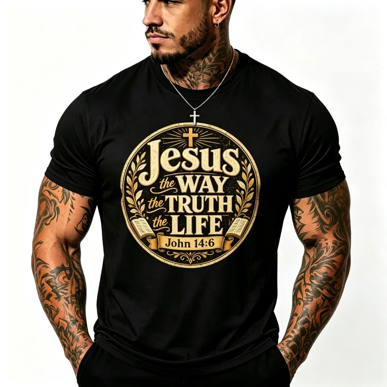 Jesus The Way Truth Life John 14:6 Scripture Faith Christian Adult Heavyweight T-Shirt