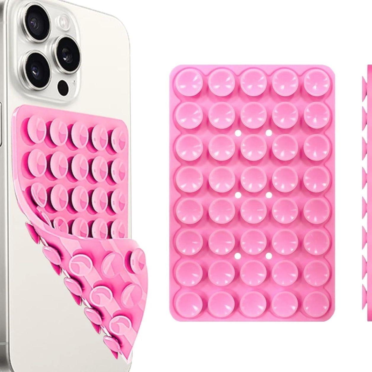 Silicone Suction Cup Phone Case Mount, 1 Count Double Sided Phone Holder Mount, Hands-Free Strong Grip Holder for Selfies and Videos, Phone Accessories