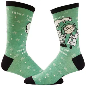 Women's Idiot Tolerance Socks Funny New Strain Released Nerdy Science Stupid People Footwear Funny Graphic Socks Comfortable Fitted Spandex Cotton