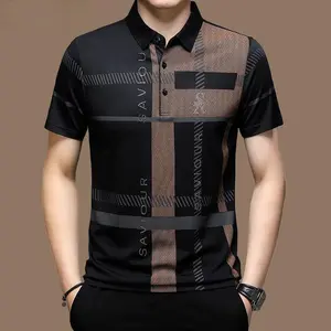 Men's Polo Short Sleeved Casual Men's Clothing Micro Elastic Breathable Button Polo Men Fashion Top Daily Shirt
