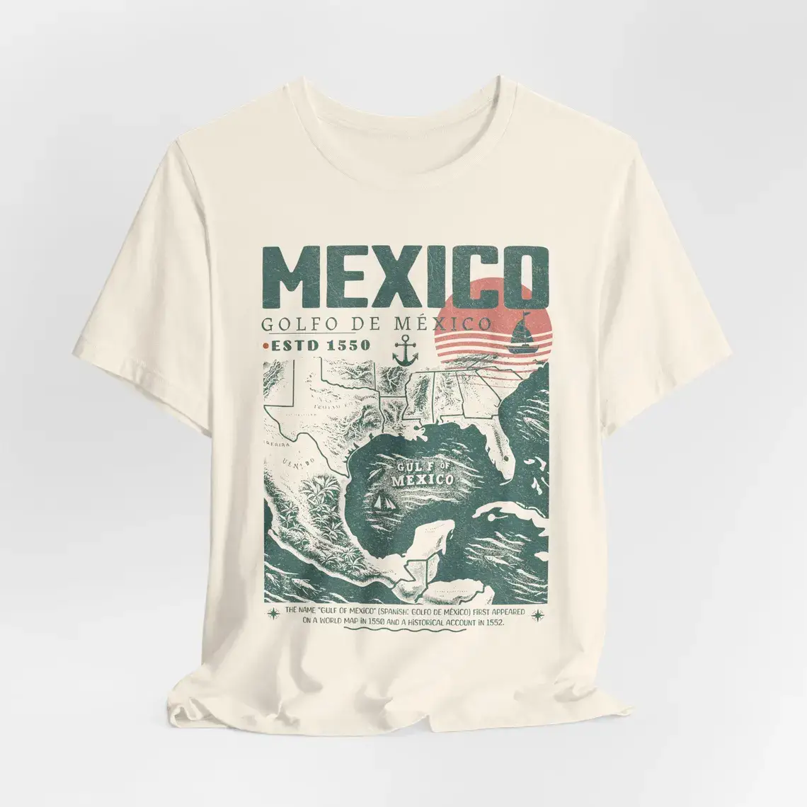 Gulf of Mexico Shirt, Golfo de México 1550 Retro Vintage Art Shirt, Vacation Mexico Shirt, Gulf of Mexico, Gulf of Mexico Forever Unisex Tee