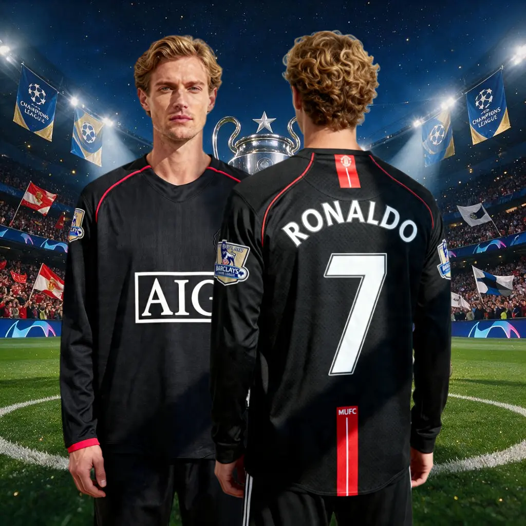 0708 CR#7 Away Long Sleeve Soccer Jersey Champions League
