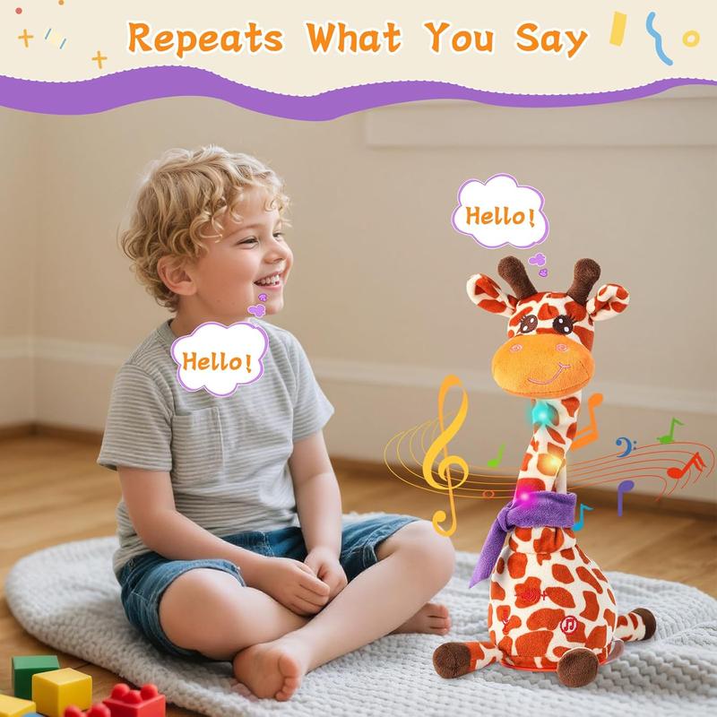 Valentine's Day Gifts Dancing Talking Giraffe Toys - Electronic Rattle for Kids - Repeat Mimicking - Musical Sensory Plush Toy - Ideal Gift for Children's Day Birthday Christmas