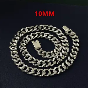 925 Sterling Silver plated 10mm Cuban Link Curb Chain Necklace for Men Women Curb Cuban Thick Big Link Choker 19.68inch-25.59Inches