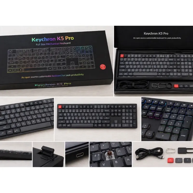 Keychron K5 Pro Wireless Mechanical Keyboard Full Size, Low Profile, RGB Backlit
