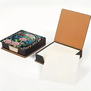 Flower Diamond Painting Kit Note Box Memo Paper Storage Box Sticky Note Holder Diamond Art Memo Pad For Office Desk (Flower2)