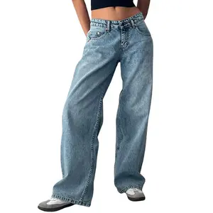 WomenWideLegJeansHighWaistBaggyJeansLooseBoyfriendJeansDenimPantsY2K