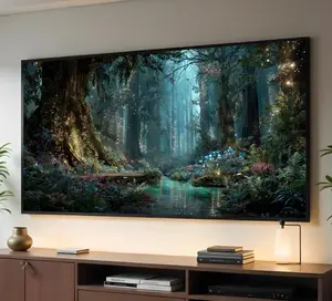 Enchanted Forest Glow, Magical Woodland Canvas, Fairy Light Wall Art, Mystical Nature Landscape, Fantasy Forest Canvas Decoration