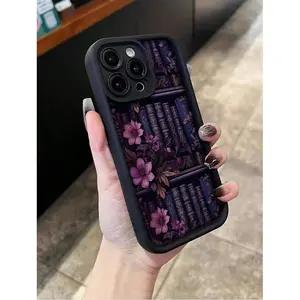 Return to school flower paint groove black soft shell phone case Casing, Smartphone compatible with 16/15/XR/7P8P/P12 Pro Max/P13 Pro Max/P14 Pro Max/P13/P14/P11, cute and thick protective, waterproof, shockproof, anti fall and anti scratch Cover