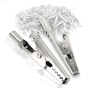 25Pcs 51mm Metal Alligator Clip Spring Clamps test line Crocodile Clip Silver Tone Alligator Clips Nickel Plated Crocodile Clamps, used in laboratory electric testing work and Cable Lead Clip
