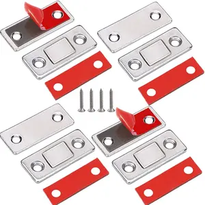 Thin Stainless Steel Magnetic Door Catches Latch 16 Pack Invisible Strong Adhesion Drill-Free Mount for Cabinets Wardrobes Sliding Doors Home Improvement Hardware