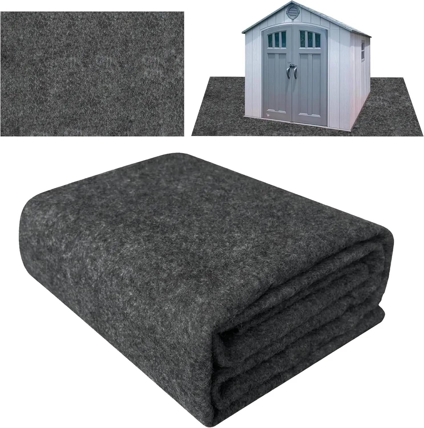 #tiktokshopsummersale Outdoor Storage Shed Mat - 6x8.2ft Gray Waterproof Outdoor Rug with Felt Top, PE Backing, Slip-Proof Design, Easy-to-Clean, Easy-to-Cut