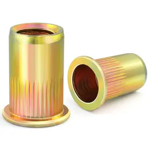 200 count 6-32UNC Rivet Nut Carbon Steel Zinc Plated Rivnut Threaded Insert Nut, Knurled  (VG30501)