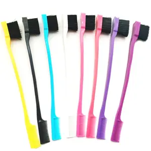 Random Color Edge Brush Comb 2 in 1 Double Sided Edge Control Brush For Hair Salon Hair Comb Brushes Beauty Tools Bling10