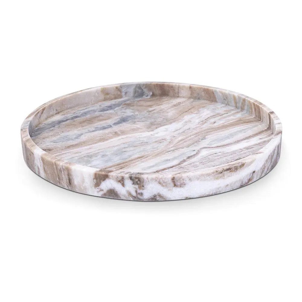 Barletta Brown Round Marble Tray, Kitchenware & Tableware Accessory for Plates